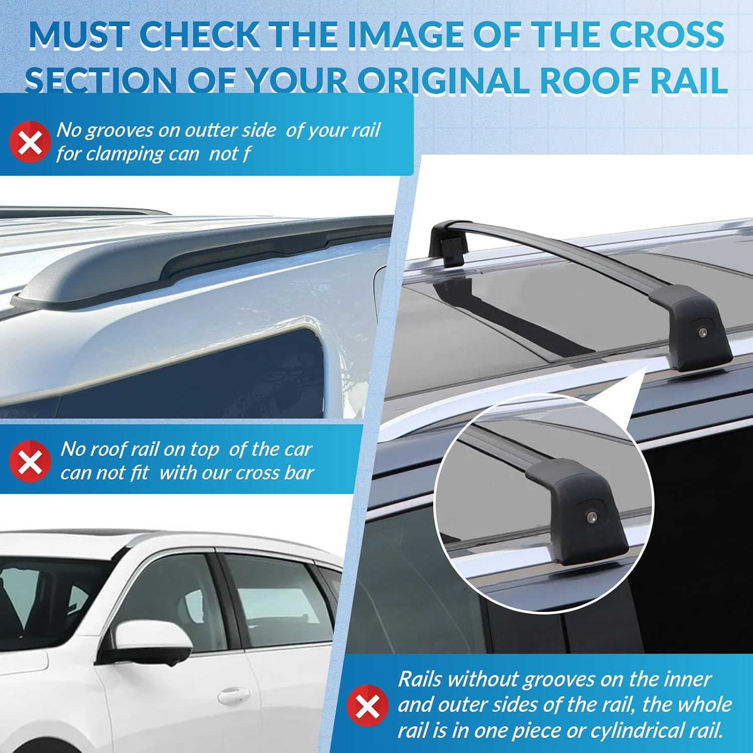 Roof Rack Cross Bars Adjustable Lockable Aluminum Black 7k