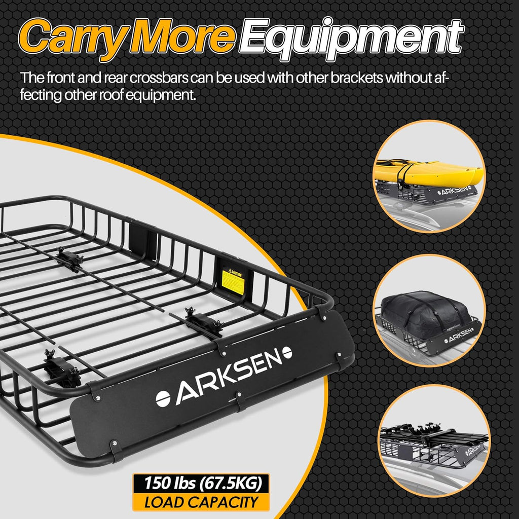 Roof Rack Cargo Basket with Soft-Shell Carrier for SUV Trucks Cars Black k7m