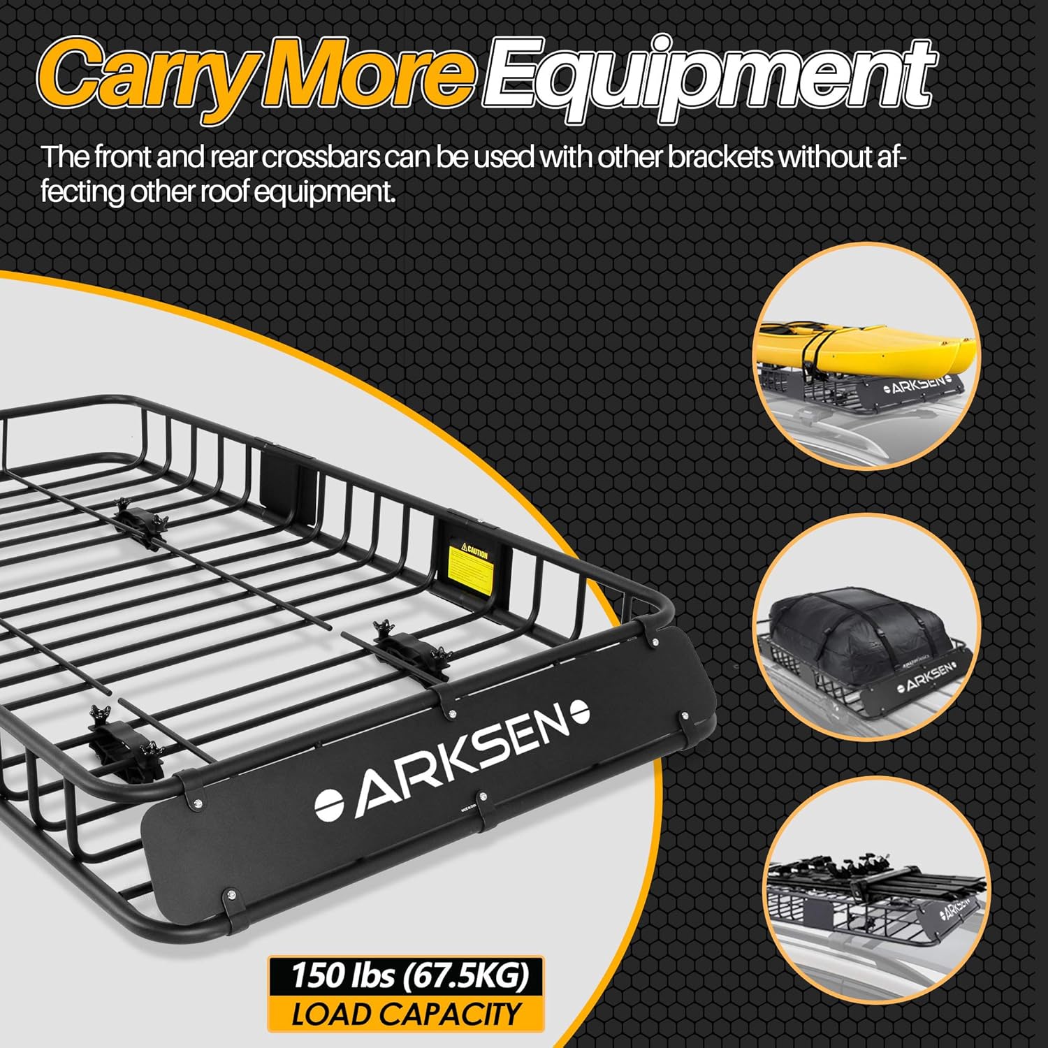 Roof Rack Cargo Basket with Soft-Shell Carrier for SUV Trucks Cars Black k7m