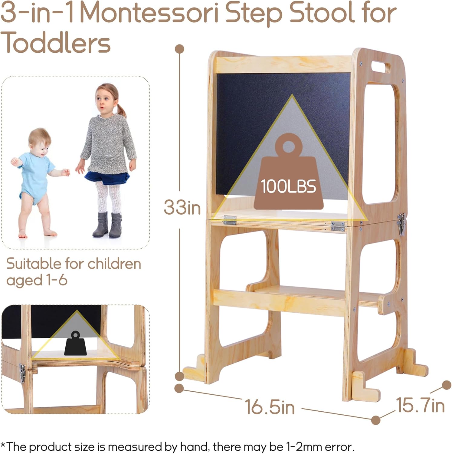 Toddler Standing Tower with Safety Rail for Kitchen Learning a7