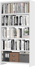 Metal Bookshelf,5 Tier Bookshelves,69" Tall White Bookcase Shelf Storage Organizer,Free Standing Storage Shelving Unit for Home Office,Library White Bookshelf Bookcase