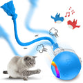 JDMEOPD Speed 2.0 Tail Interactive Cat Toys for Indoor Cats – Smart Motion-Activated Rolling Ball with Tail, Chirping Sounds, and USB Rechargeable Design for Enrichment &amp; Exercise(Blue)