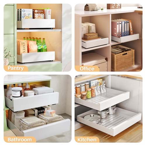 Cabinet Organizer Expandable Slide Out Drawer Adhesive Shelf k7m