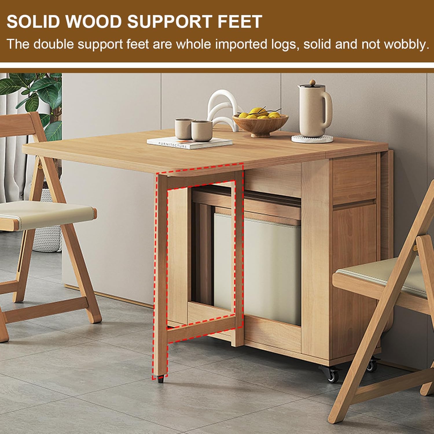 Folding Dining Table with 4 Chairs and Wheels a7