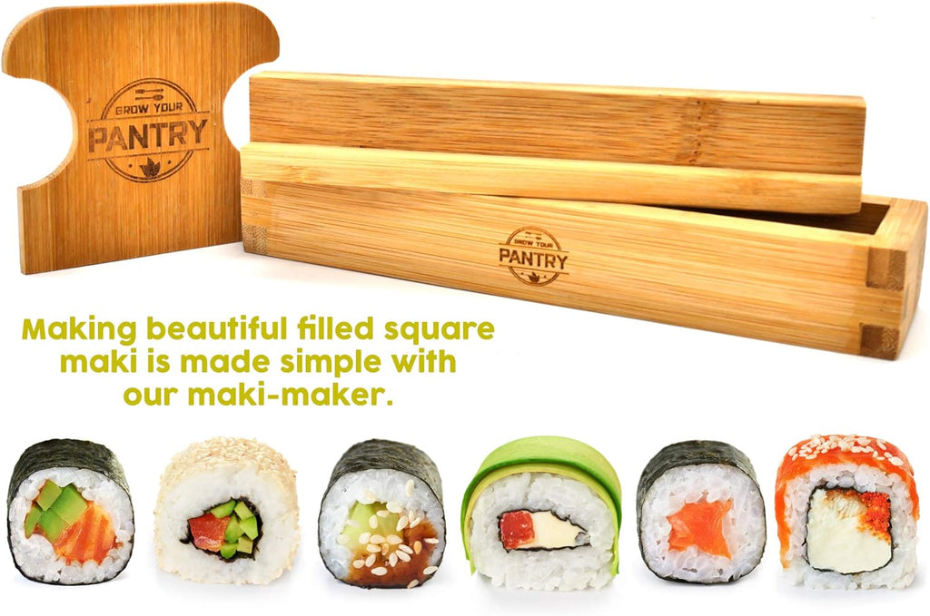 Bamboo Sushi Making Kit with Maki Maker, Onigiri Mold, Plate and Chopsticks a7