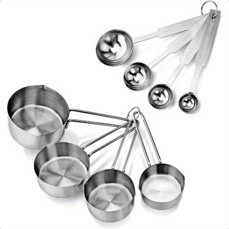 Stainless Steel Measuring Spoons and Measuring Cups, Kitchen Tools for Drying and Liquid Ingredients, Cooking and Baking Categories, Measuring Spoons, Measuring Cups, Scale Bowls