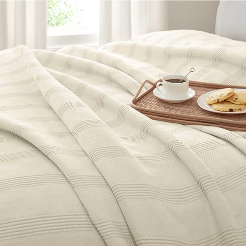 Cotton Thermal Blanket Twin Size 90x66 Inch White a7