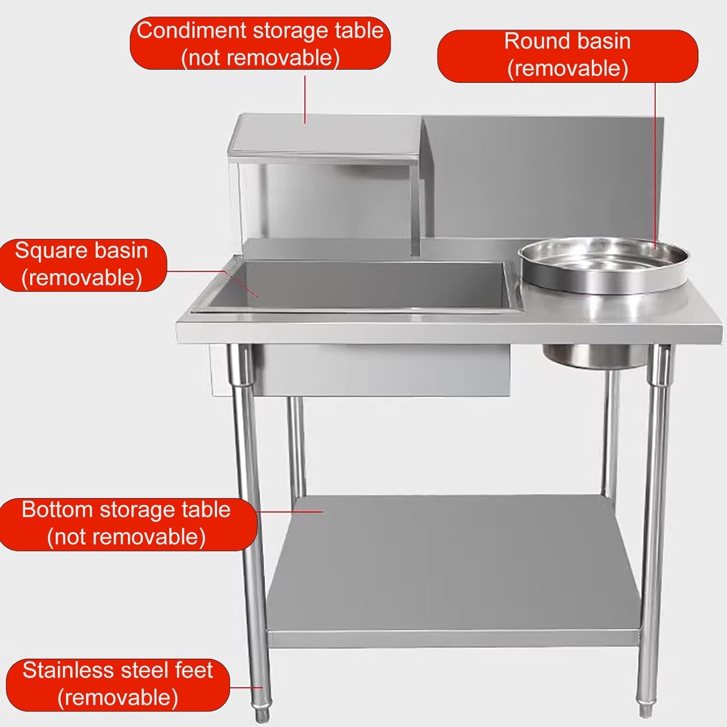 Breading Table Stainless Steel Heavy Duty Commercial Prep Station k7m