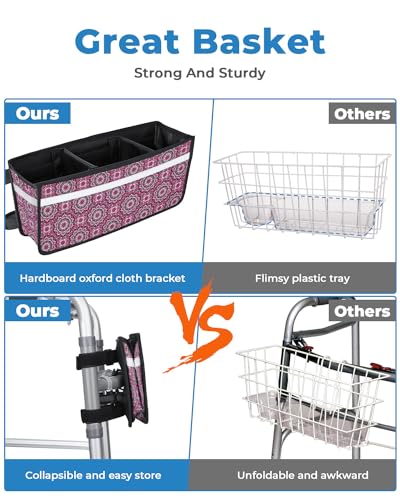 Walker Basket with Drink Holder and Storage Bag Gray a7