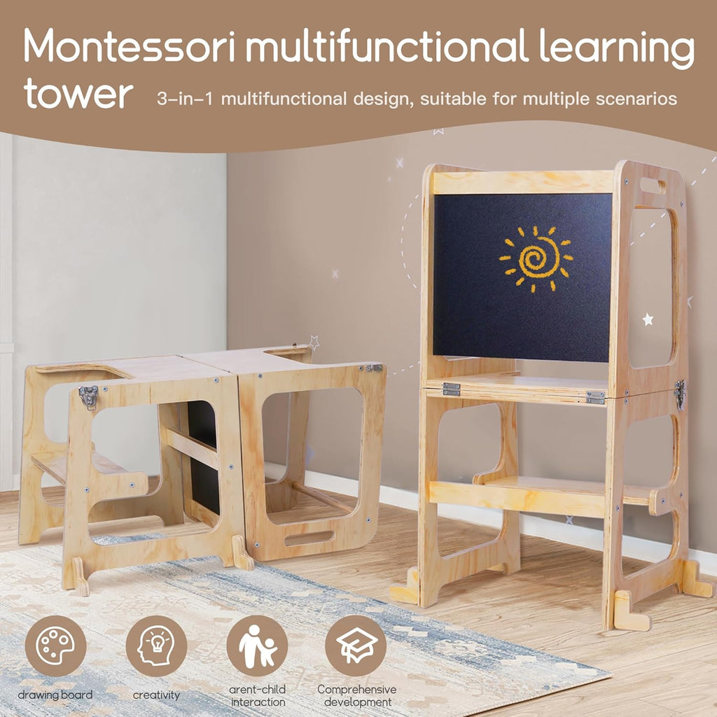 Toddler Standing Tower with Safety Rail for Kitchen Learning a7
