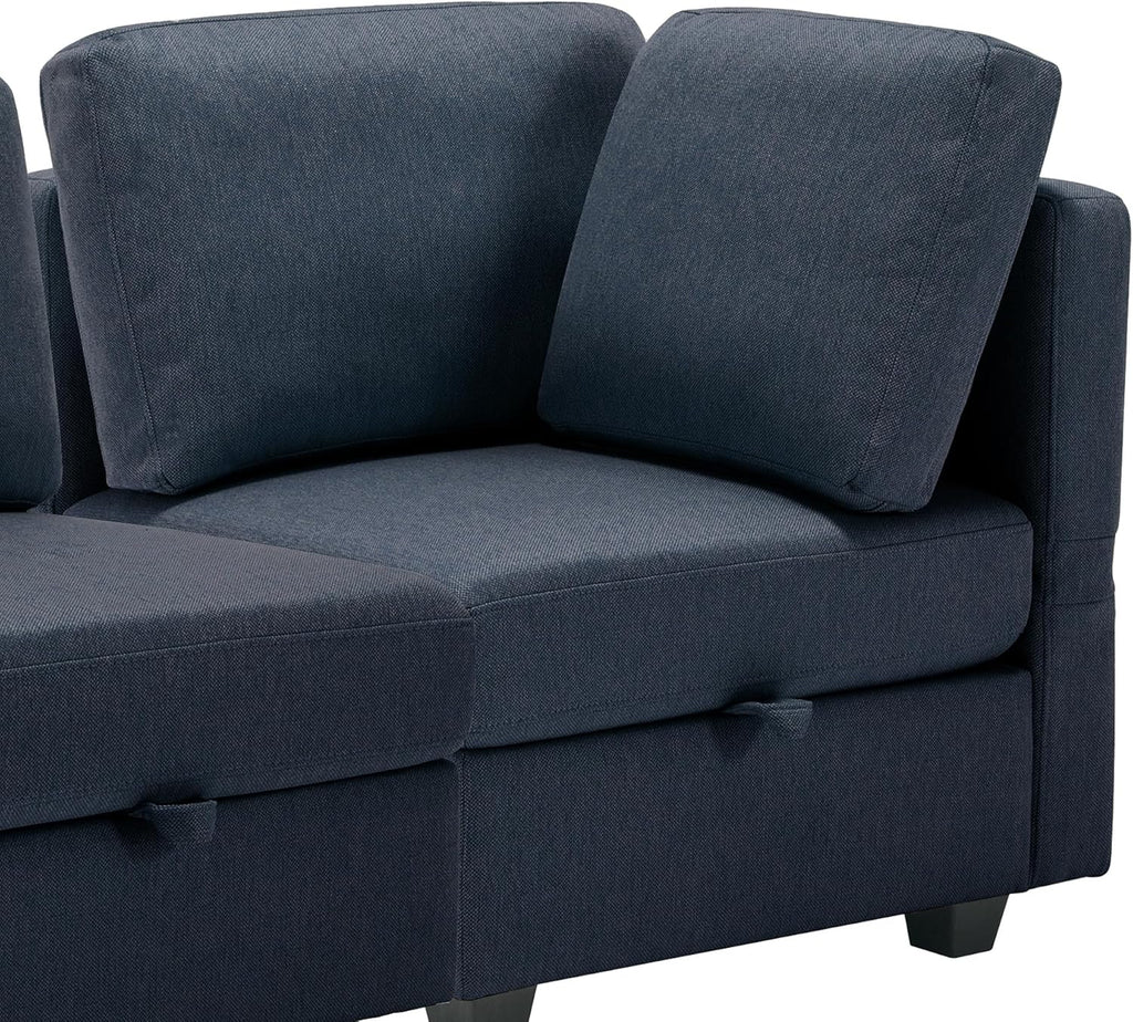 Small Sectional Sofa with Ottoman Storage Blue k7m