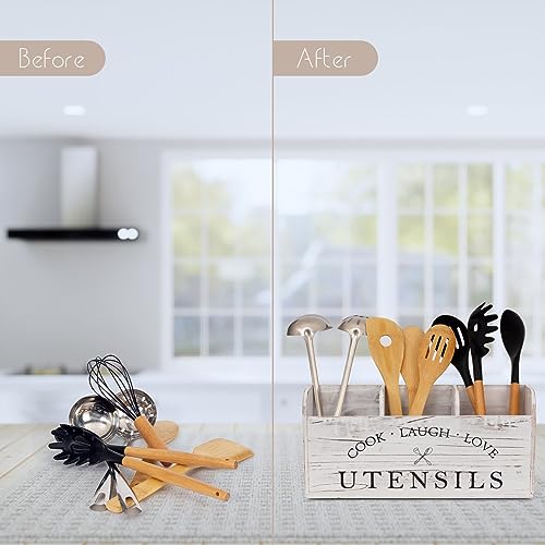 Wooden Utensil Holder for Kitchen Counter Storage Organizer a7