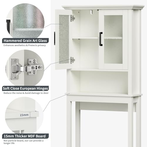 Over The Toilet Storage Cabinet with Glass Doors and Adjustable Shelf Espresso k7