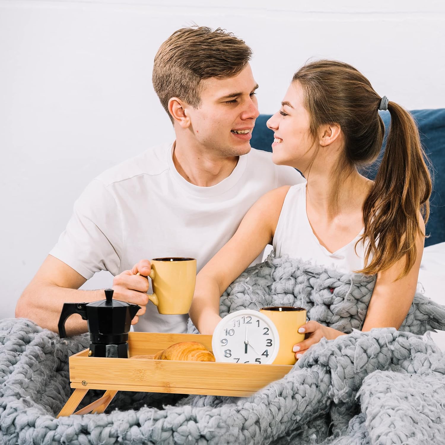 Bamboo Bed Tray with Folding Legs and Phone Holder k7m