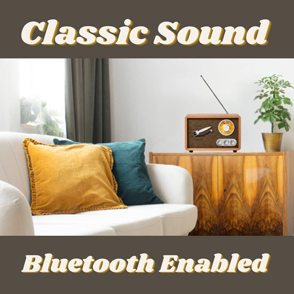 Vintage Wood AM FM Bluetooth Radio k7