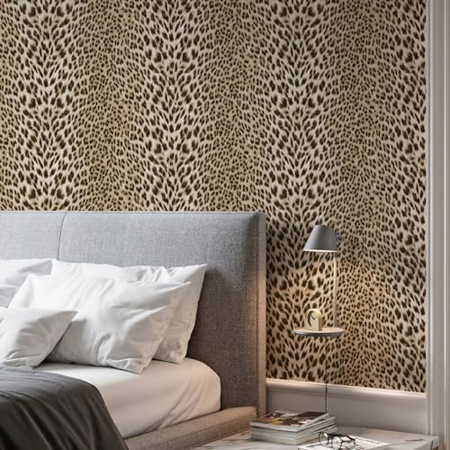 Leopard Textured Wallpaper Gold Glitter 3D Embossed Mural k7
