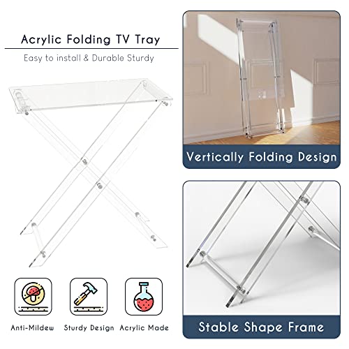 Acrylic Folding TV Tray Table with 2 Removable Trays k7p