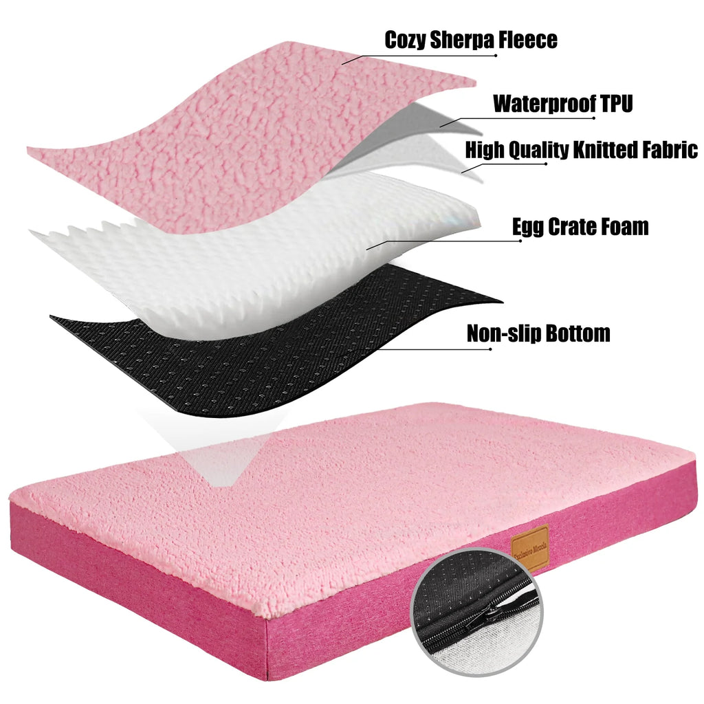 Orthopedic Pet Bed for Medium Dogs Pink Washable Cover a7