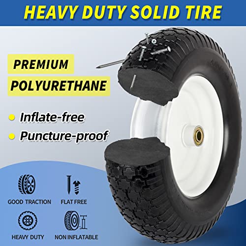 4.80/4.00-8" Flat-Free Solid Wheelbarrow Tire & Wheel, 3" Hub, 2 Pack k7m