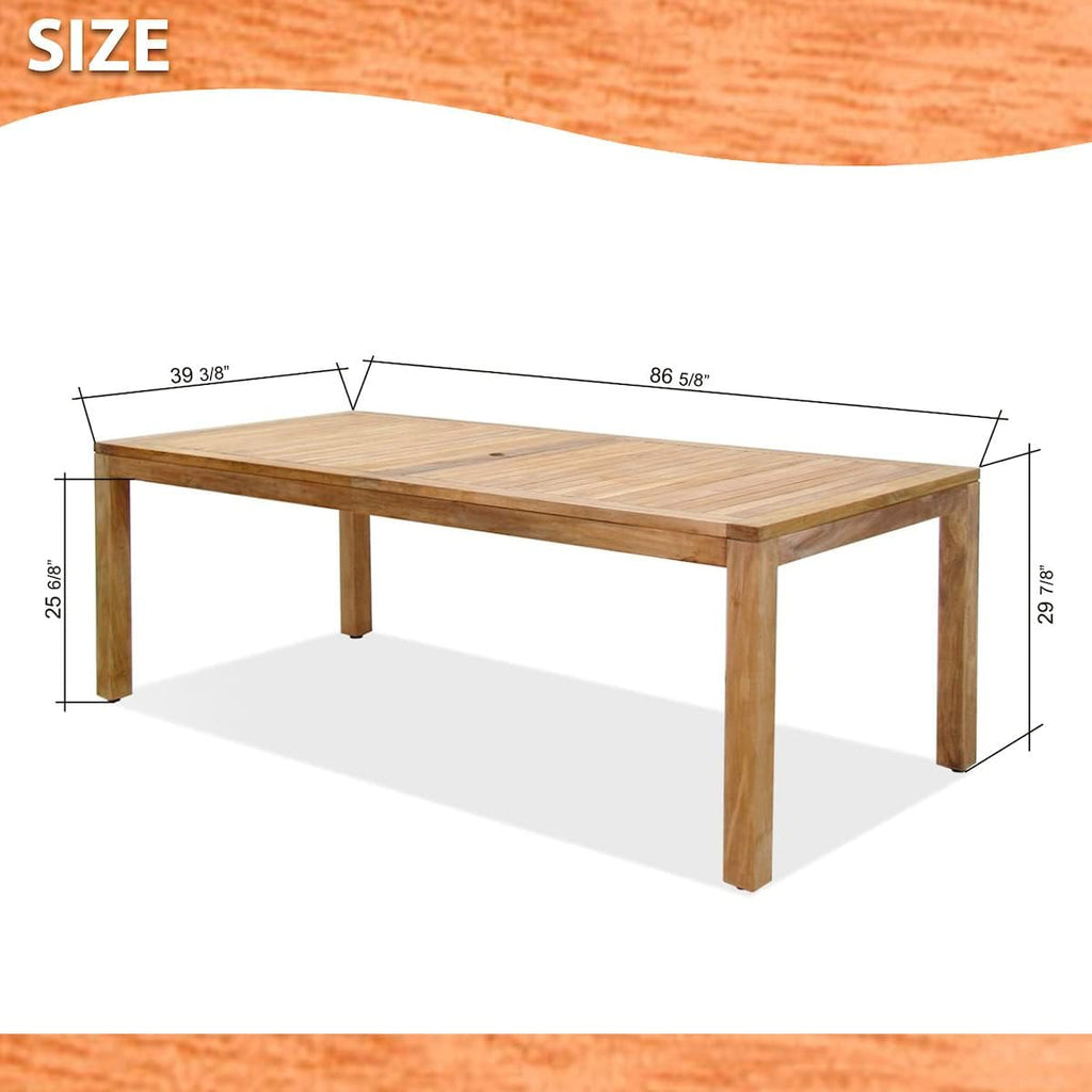 Patio Dining Set with Teak Table and Resin Chairs a7