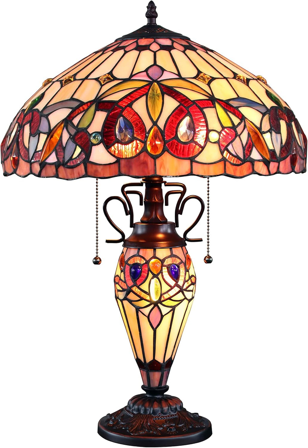 Chloe Lighting SERENITY Tiffany-style Dark Bronze 3 Light Double Lit Table Lamp 16" Shade