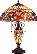Chloe Lighting SERENITY Tiffany-style Dark Bronze 3 Light Double Lit Table Lamp 16" Shade