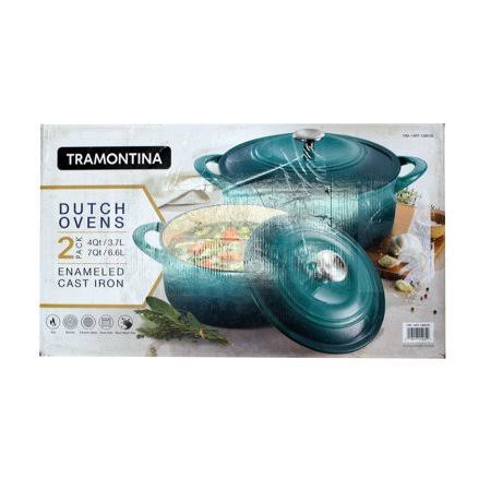 Tramontina 2 Pack Cast Iron Dutch Ovens &ndash; Teal