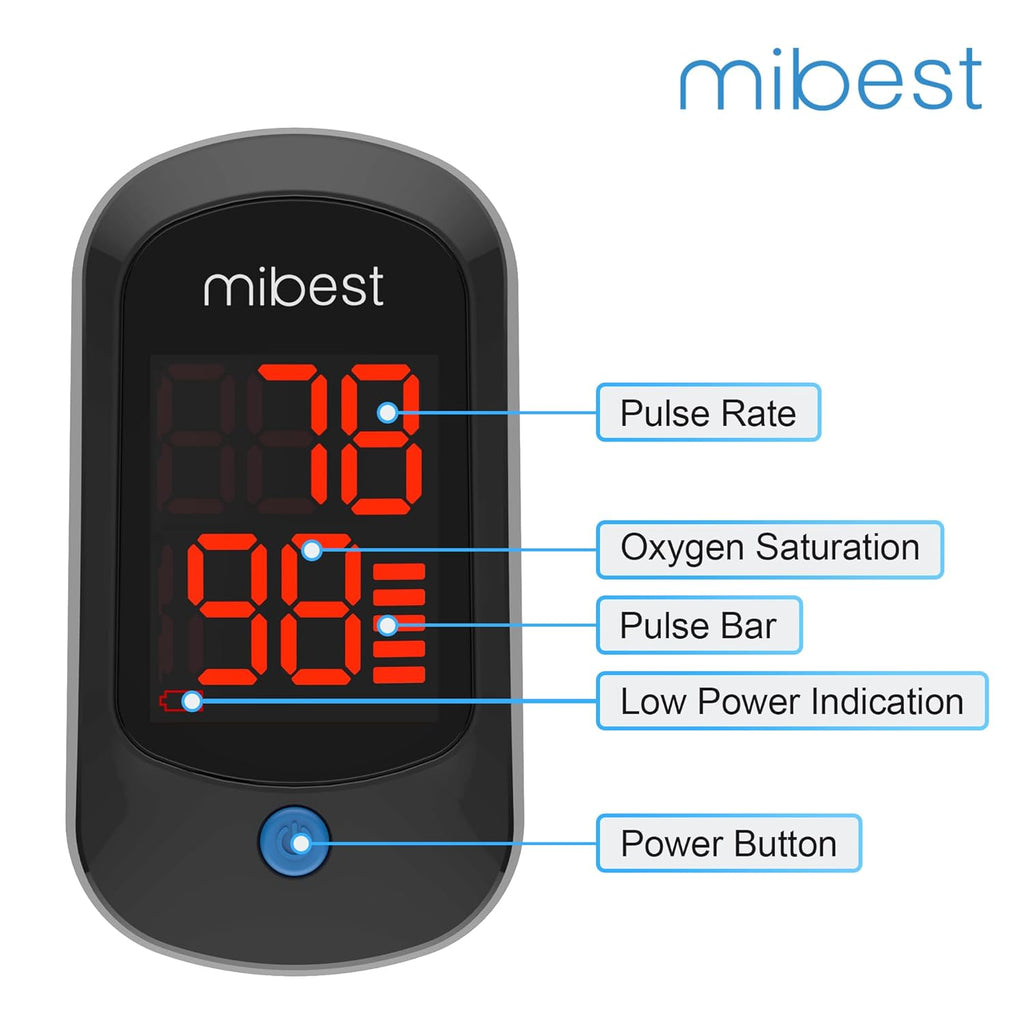 Pulse Oximeter Blood Oxygen Monitor with Batteries Black k7x
