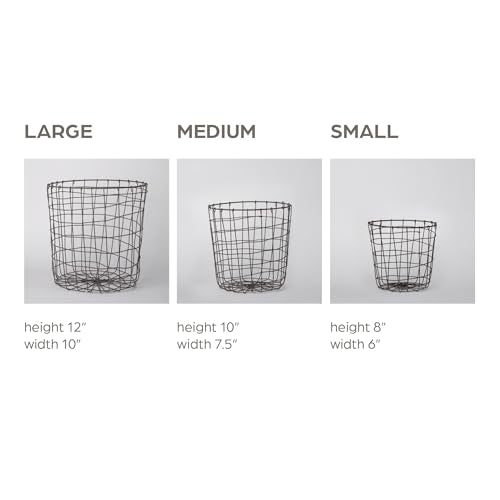 Wire basket for blankets toys pantry storage metal round organizer k7p