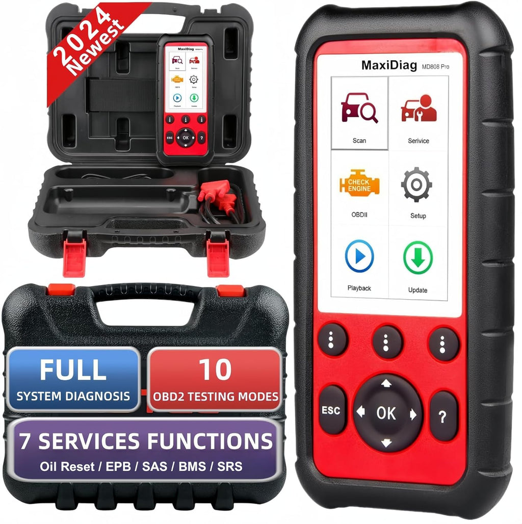 Autel OBD2 Scanner MaxiDiag MD808 Pro, All System Diagnostic Scan Tool, Upgraded of MaxiCheck Pro/ MD808/ MD806 Pro/ MD802, 7 Reset Service Oil/EPB/SAS/BMS/Throttle, Auto Scan, Lifetime Free Update