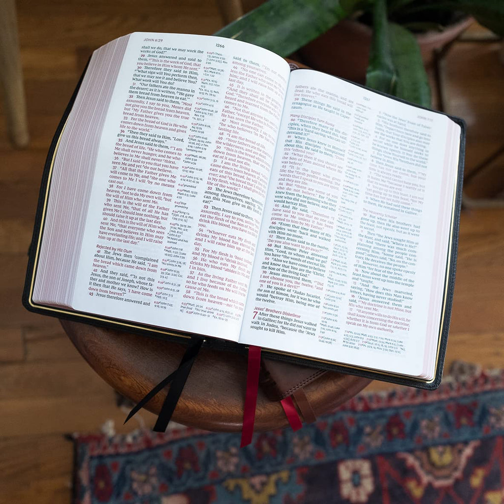 Reference Bible, Goatskin Leather, Black, Red Letter, Comfort Print a7