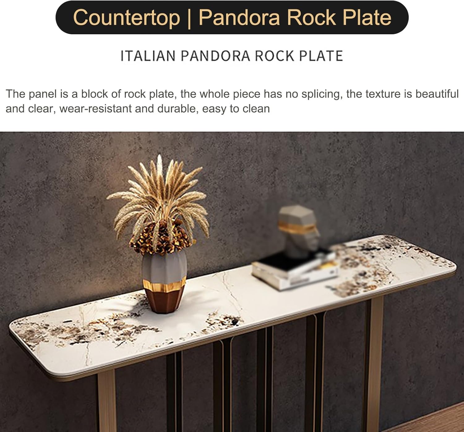 Narrow Entryway Table with Geometric Metal Base a7k