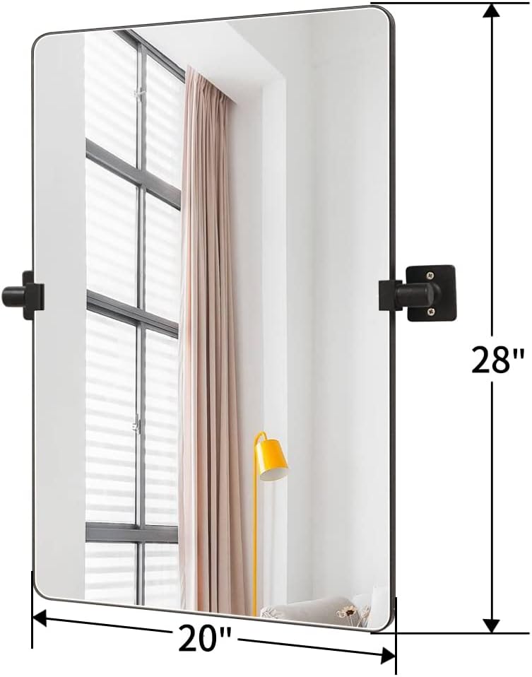 Black Aluminum Rectangle Bathroom Mirror 22x30 tilting a7