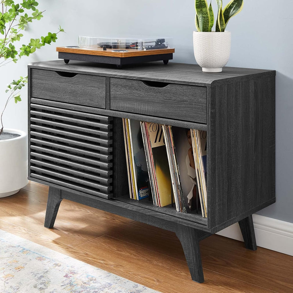 Vinyl Record Display Stand with Drawers a7k