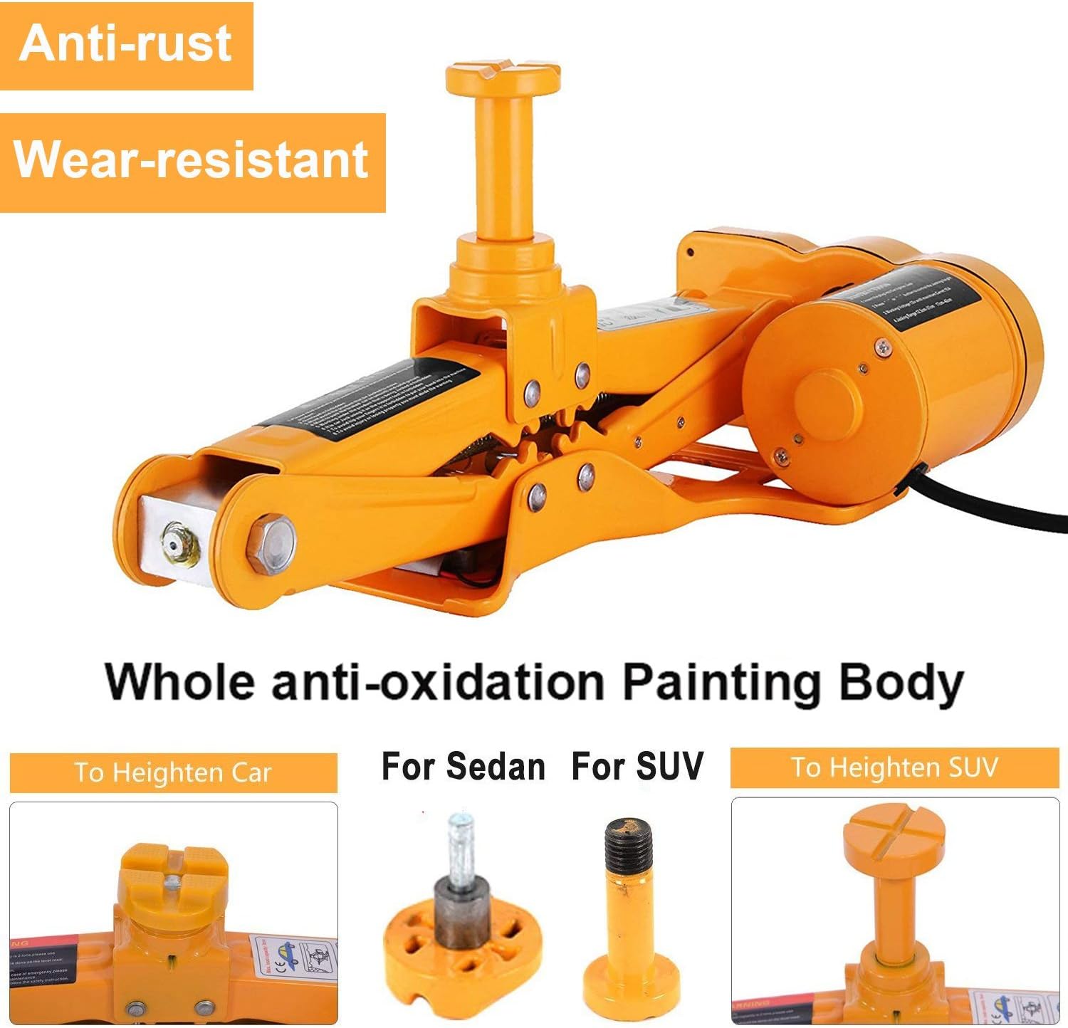Car Floor Jack 3 Ton 12V Scissor Lift Set for Sedans SUV w/ Double Saddles Remote Tire Change Tool Kits a7