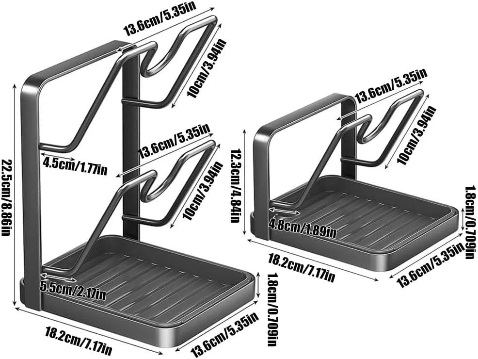 Stainless Steel Pot Lid Storage Rack with Drip Tray k7m