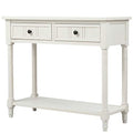Narrow Console Table with 2 Drawers and Storage Shelf, 35.34" L Retro Sofa Table 2-Tier Wood Entryway Table with Storage for EntryWay, Hallway, Couch, Living Room, Kitchen,Ivory