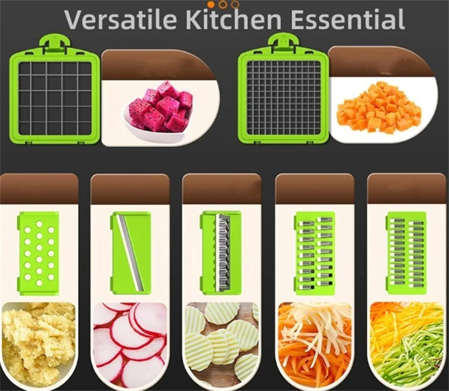 Vegetable Cutter & Slicer Set, Stainless Steel Blades, Pink k7