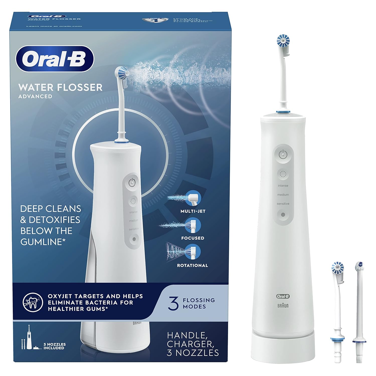 Water Flosser Cordless Portable Oral Irrigator 3 Nozzles k7