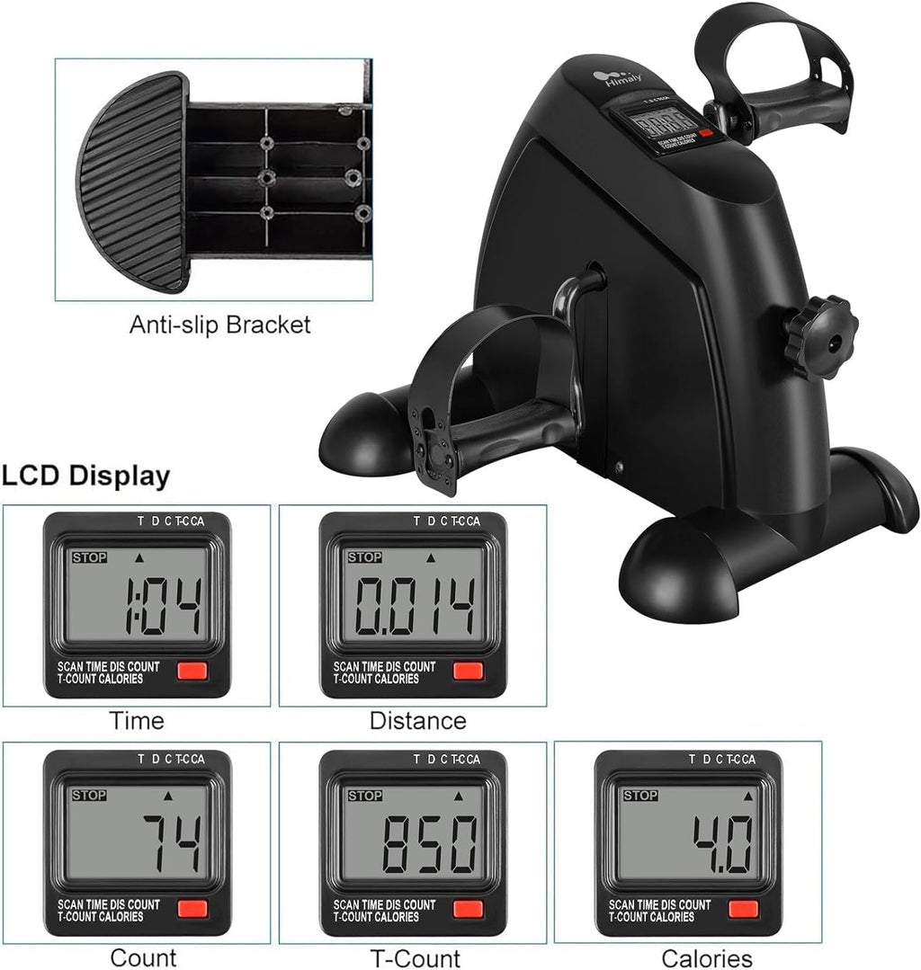 Mini Exercise Bike, Under Desk Bike Pedal Exerciser Portable Foot Cycle Arm & Leg Peddler Machine with LCD Screen Displays