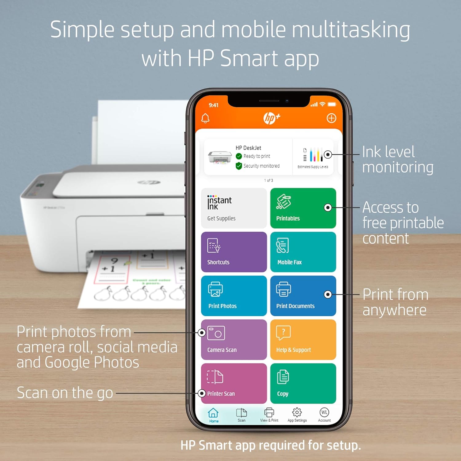 Wireless Color All-in-One Printer with Instant Ink 2 Pack q7m