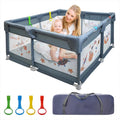 Baby Playpen, 50"x50" large Play Yard for Babies & Toddlers Activity Center with Gate, Indoor & Outdoor, with Anti-Slip Base (Gray)