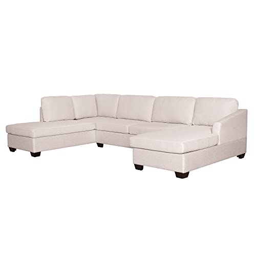 Beige U-Shape Sectional Sofa with Double Chaise Lounge k7m