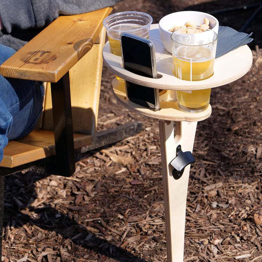 Outdoor Folding Two-Layer Wine Table Wooden Portable Picnic Rack a7