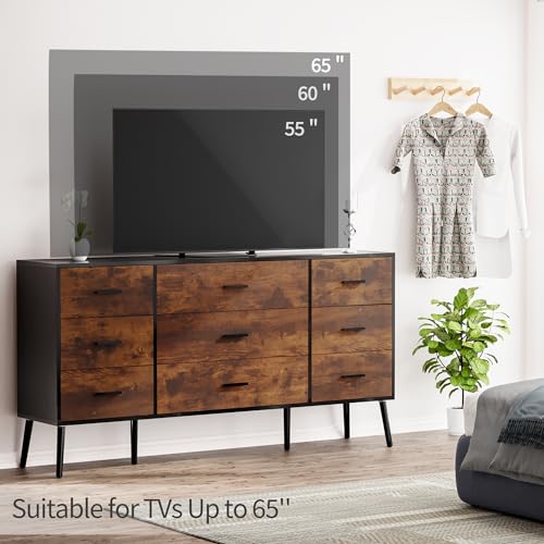 White 9 Drawer Dresser with Wooden Feet for Bedroom a7
