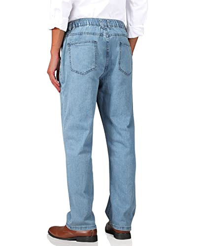 Mens Elastic Waist Jeans Relaxed Fit Zipper Button k7