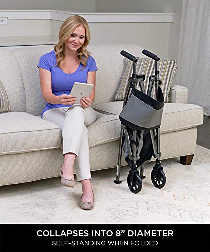 Travel Walker Short Lightweight Folding Rolling Walker with Swivel Wheels a7