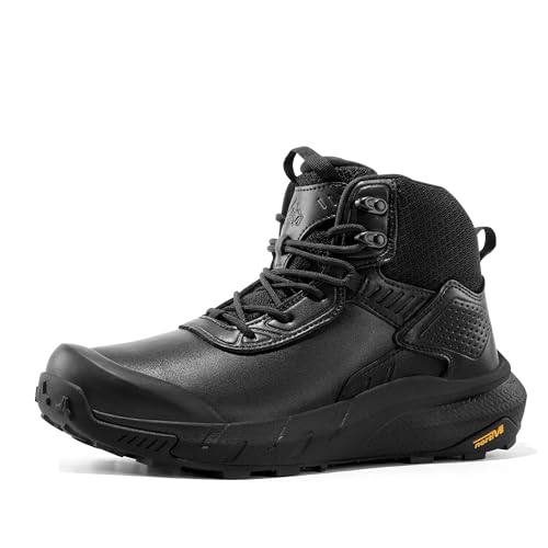 NORTIV 8 Men's Waterproof Military Tactical Work Boots Leather Motorcycle Combat Boots Lightweight Non-Slip Hiking Boots for Men