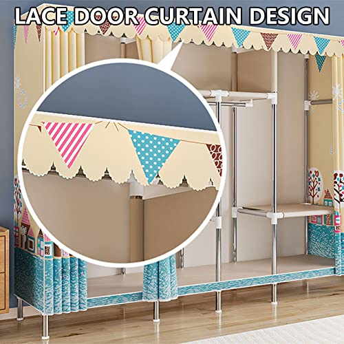 Portable Canvas Wardrobe with Hanging Rail and Shelves a7k