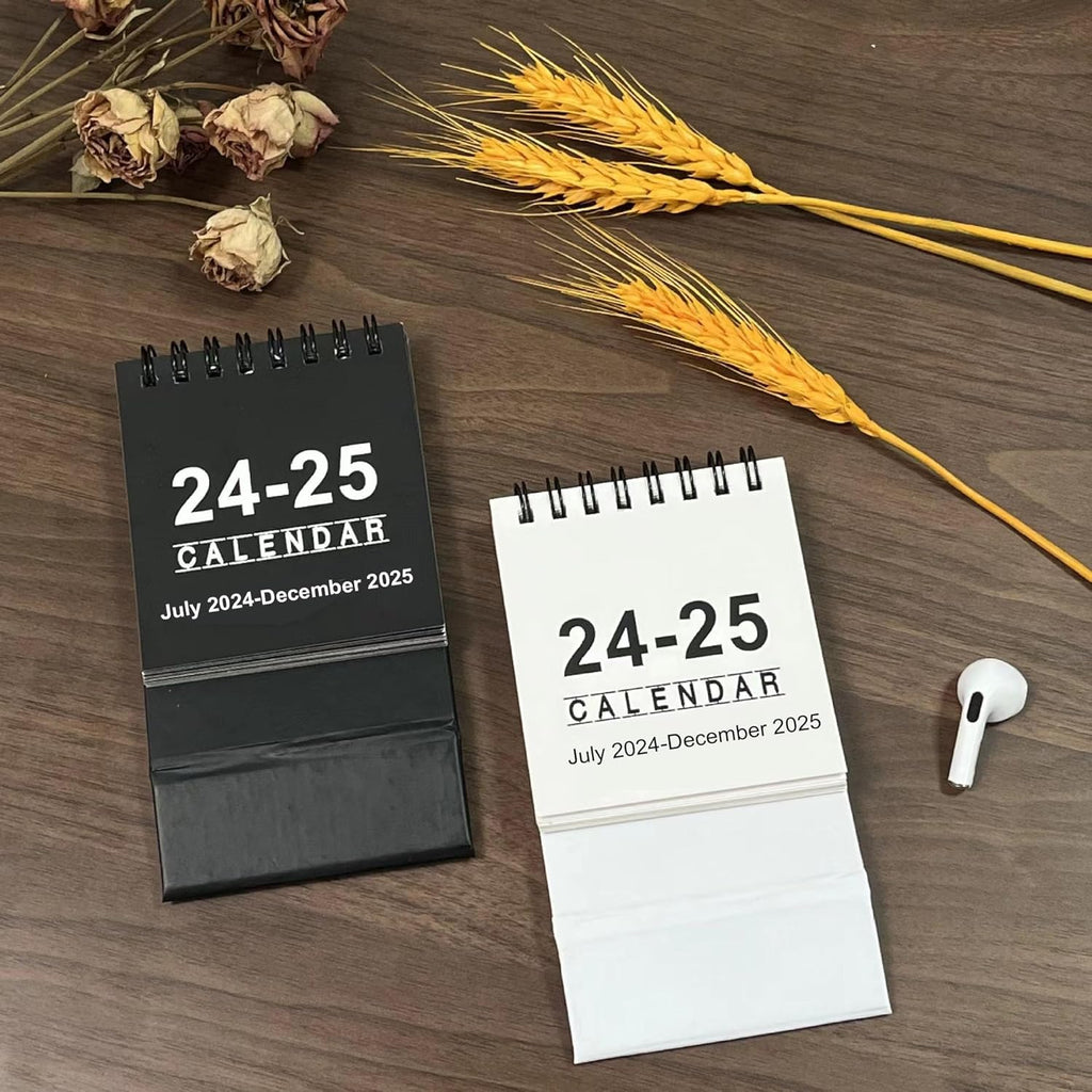 Desk Stand Calendar 2024-2025, Small Desktop Monthly Flip Schedule, Black k7